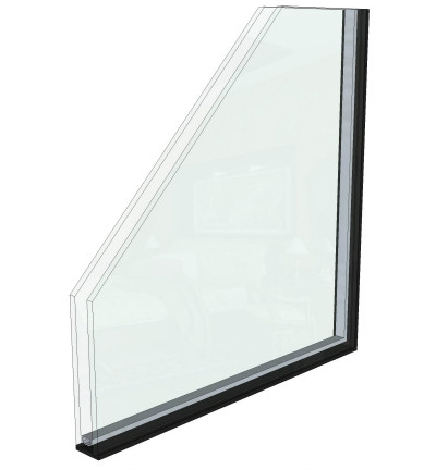 Clear solar control glass panel for improved comfort and energy efficiency.