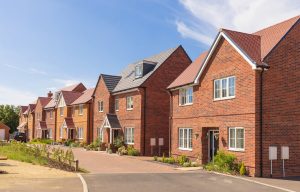row of modern houses on new build development