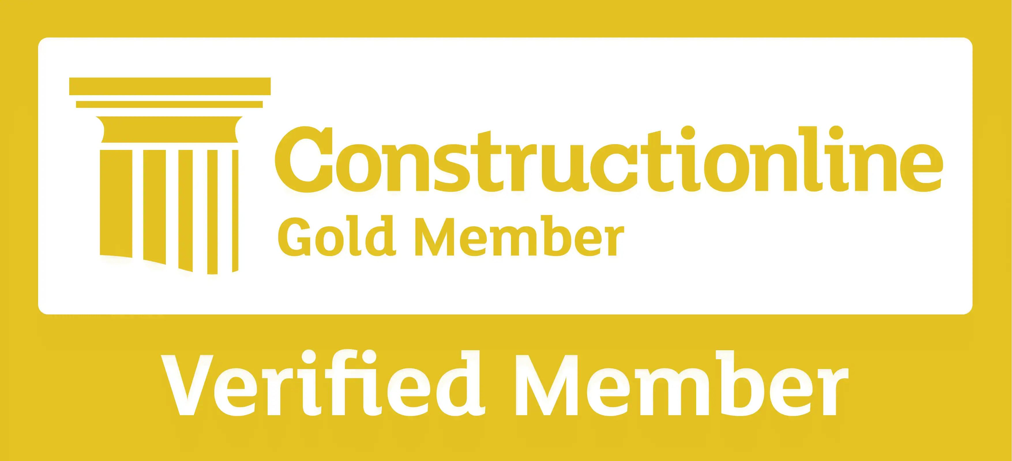 Constructionline Gold Member badge for trusted building industry standards.