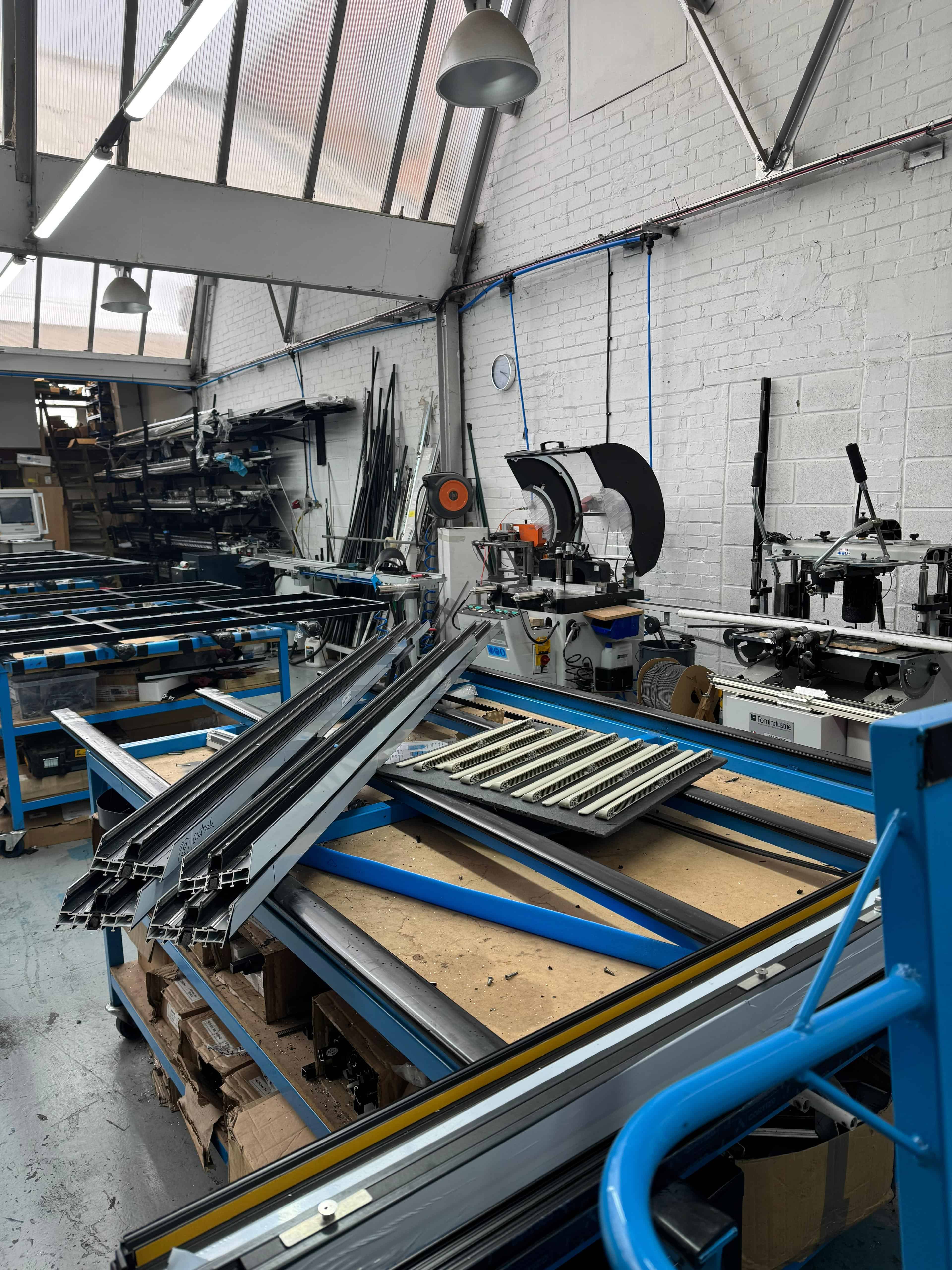 Direct Trade Windows Slough workshop — Fom Industrie aluminium fabrication equipment